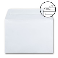 100x Briefumschläge 12 x 18 cm - ca DIN B6 mit Haftklebung, weiß, stabile 90 Gramm pro m², Umschläge für Grußkarten und Einladungen
