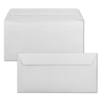 100x Briefumschläge DIN Lang - 11 x 22 cm - Haftklebung - Farbe: Weiß - 100 Gramm pro m² - ohne Fenster