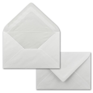 100x Briefumschläge, weiß mit Seidenfutter DIN C6 - 11,2 x 16 cm - mit Nassklebung, weiß 90 Gramm pro m², klassische spitze Klappe