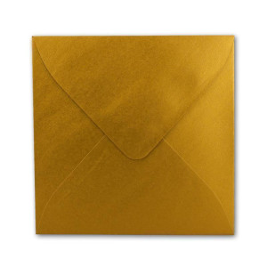 100x Quadratische Briefumschläge in Gold Metallic - 15,5 x 15,5 cm - ohne Fenster, mit Nassklebung - 110 g/m² - Für Einladungskarten zu Hochzeit, Geburtstag und mehr - Serie FarbenFroh