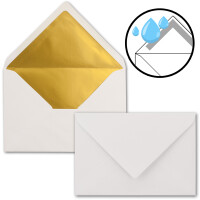 Kuverts Weiß - 100 Stück - Brief-Umschläge DIN C6 - 114 x 162 mm - 11,4 x 16,2 cm - Naßklebung - matte Oberfläche & Gold-Metallic Fütterung - ohne Fenster - für Einladungen