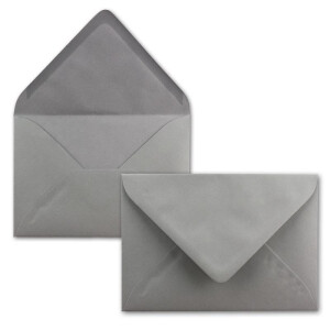 100x Brief-Umschläge Format B6 - Graphit - Dunkel-Grau- 12 x 17,5 cm - Nassklebung mit spitzer Klappe - 110 g/m² - Einladungs-Kuverts