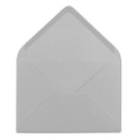 100x Brief-Umschläge Format B6 - Hell-Grau- 12 x 17,5 cm - Nassklebung mit spitzer Klappe - 110 g/m² - Einladungs-Kuverts