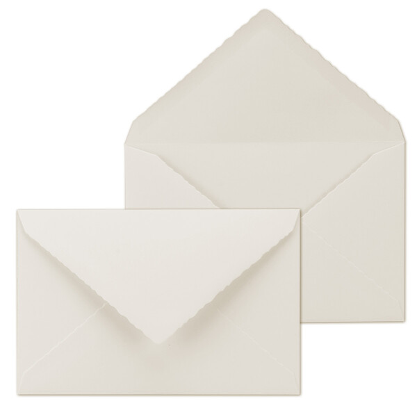 100x Vintage Brief-Umschläge mit Zackenschnitt - Natur-Weiß - Edel-Bütten - DIN B6 - 11,6 x 18 cm - imitiert Bütten für Grußkarten - Nassklebung - by GUSTAV NEUSER