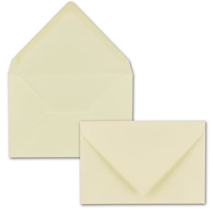 100x Briefumschläge 12 x 17,5 cm -  DIN B6 mit Nassklebung, creme, stabile 90 Gramm pro m², Umschläge für Grußkarten und Einladungen