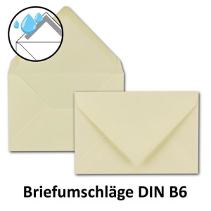 100x Briefumschläge 12 x 17,5 cm -  DIN B6 mit Nassklebung, creme, stabile 90 Gramm pro m², Umschläge für Grußkarten und Einladungen