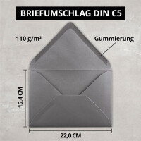 Briefumschläge in Graphit-Grau / Dunkelgrau - 100 St&uu