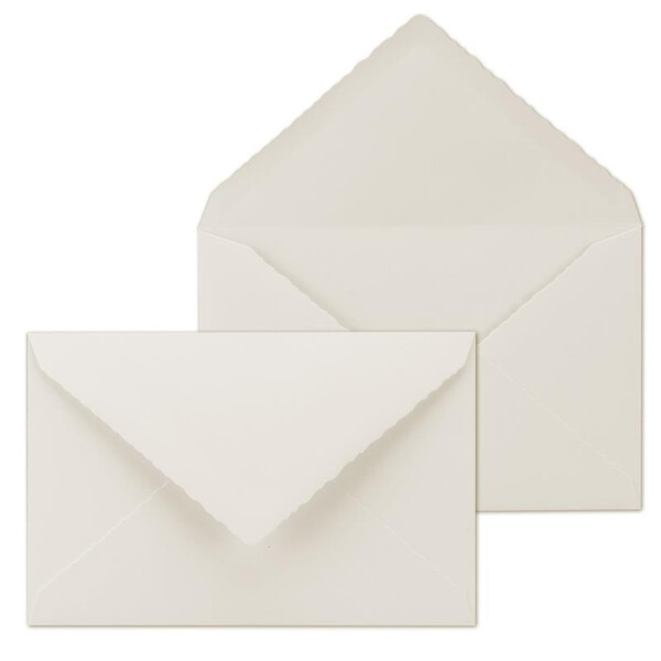 100x Vintage Brief-Umschläge mit Zackenschnitt - Natur-Weiß - Edel-Bütten - DIN C5 - 162 x 229 mm - 16,2 x 22,9 cm - imitiert Bütten - Nassklebung - by GUSTAV NEUSER