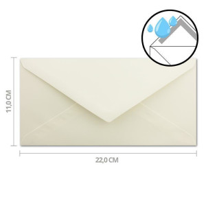 100x Briefumschläge DIN Lang - 11 x 22 cm - Nassklebung - Farbe: Creme - 80 Gramm pro m² - ohne Fenster