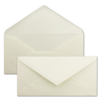 100x Briefumschläge DIN Lang - 11 x 22 cm - Nassklebung - Farbe: Creme - 80 Gramm pro m² - ohne Fenster