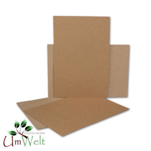 100x Einlegeblätter / Einlegepapier für DIN A6 Karten, Recycling - Naturfarbe braun/grau, 143 x 100 mm (100% natubelassenes Material - FSC-zertifiziert)