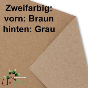 100x Einlegeblätter / Einlegepapier für DIN Lang Karten, Recycling - Naturfarbe braun/grau, 205 x 102 mm (100% natubelassenes Material - FSC-zertifiziert)