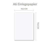 100x ungefalztes einfaches Einlege-Papier für DIN A6 Karten - transparent-weiß - 103 x 146 mm - ideal zum Bedrucken mit Tinte und Laser - hochwertig mattes Papier von GUSTAV NEUSER