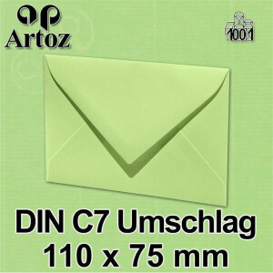 100x ARTOZ DIN C7 kleine Briefumschläge - Grün (Birkengrün) 110 x 75 mm - 100 g/m² Mini Umschläge für Hochzeit Geburtstag Weihnachten Party Geschenkkärtchen - Serie 1001