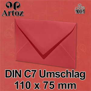 100x ARTOZ DIN C7 kleine Briefumschläge - Rot (Rot) 110 x 75 mm - 100 g/m² Mini Umschläge für Hochzeit Geburtstag Weihnachten Party Geschenkkärtchen - Serie 1001