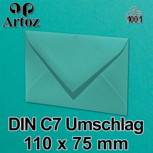100x ARTOZ DIN C7 kleine Briefumschläge - Grün (Tropical Green) 110 x 75 mm - 100 g/m² Mini Umschläge für Hochzeit Geburtstag Weihnachten Party Geschenkkärtchen - Serie 1001