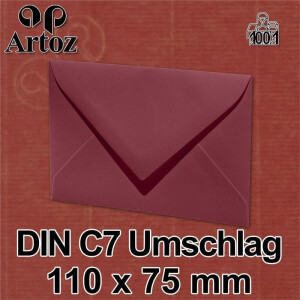100x ARTOZ DIN C7 kleine Briefumschläge - Rot (Weinrot) 110 x 75 mm - 100 g/m² Mini Umschläge für Hochzeit Geburtstag Weihnachten Party Geschenkkärtchen - Serie 1001