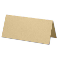 ARTOZ 100x Tischkarten - Baileys (Creme) - 45 x 100 mm blanko Platz-Kärtchen - Faltkarten für festliche Tafel - Tischdekoration - 220 g/m² gerippt