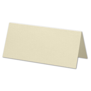 ARTOZ 100x Tischkarten - Chamois (Creme) - 45 x 100 mm blanko Platz-Kärtchen - Faltkarten für festliche Tafel - Tischdekoration - 220 g/m² gerippt