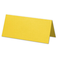 ARTOZ 100x Tischkarten - Sonnengelb (Gelb) - 45 x 100 mm blanko Platz-Kärtchen - Faltkarten für festliche Tafel - Tischdekoration - 220 g/m² gerippt