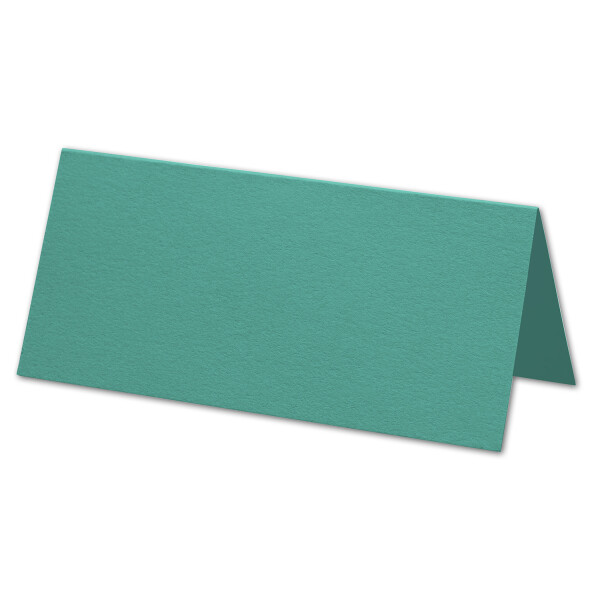 ARTOZ 100x Tischkarten - Tropical Green (Türkis) - 45 x 100 mm blanko Platz-Kärtchen - Faltkarten für festliche Tafel - Tischdekoration - 220 g/m² gerippt