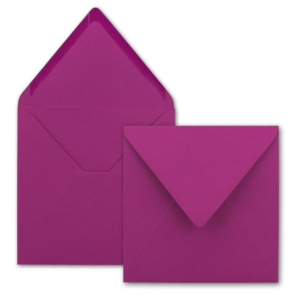 100x Quadratische Briefumschläge in Amarena - 15,5 x 15,5 cm - ohne Fenster, mit Nassklebung - 110 g/m² - Für Einladungskarten zu Hochzeit, Geburtstag und mehr - Serie FarbenFroh