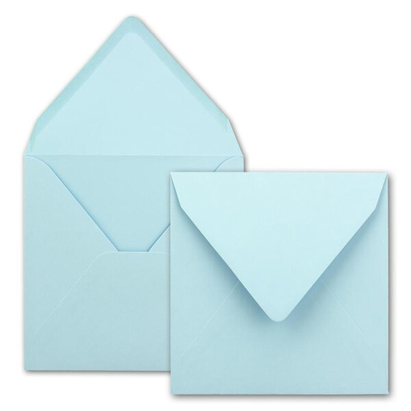 100x Quadratische Briefumschläge in Hellblau (Blau) - 15,5 x 15,5 cm - ohne Fenster, mit Nassklebung - 110 g/m² - Für Einladungskarten zu Hochzeit, Geburtstag und mehr - Serie FarbenFroh