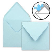 100x Quadratische Briefumschläge in Hellblau (Blau) - 15,5 x 15,5 cm - ohne Fenster, mit Nassklebung - 110 g/m² - Für Einladungskarten zu Hochzeit, Geburtstag und mehr - Serie FarbenFroh