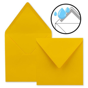 100x Quadratische Briefumschläge in Honiggelb (Gelb) - 15,5 x 15,5 cm - ohne Fenster, mit Nassklebung - 110 g/m² - Für Einladungskarten zu Hochzeit, Geburtstag und mehr - Serie FarbenFroh