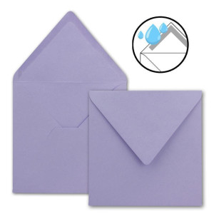 100x Quadratische Briefumschläge in Lila - 15,5 x 15,5 cm - ohne Fenster, mit Nassklebung - 110 g/m² - Für Einladungskarten zu Hochzeit, Geburtstag und mehr - Serie FarbenFroh