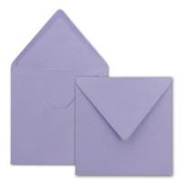 100x Quadratische Briefumschläge in Lila - 15,5 x 15,5 cm - ohne Fenster, mit Nassklebung - 110 g/m² - Für Einladungskarten zu Hochzeit, Geburtstag und mehr - Serie FarbenFroh