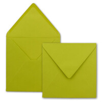100x Quadratische Briefumschläge in Limette (Grün) - 15,5 x 15,5 cm - ohne Fenster, mit Nassklebung - 110 g/m² - Für Einladungskarten zu Hochzeit, Geburtstag und mehr - Serie FarbenFroh