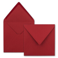 100x Quadratische Briefumschläge in Rosenrot (Rot) - 15,5 x 15,5 cm - ohne Fenster, mit Nassklebung - 110 g/m² - Für Einladungskarten zu Hochzeit, Geburtstag und mehr - Serie FarbenFroh
