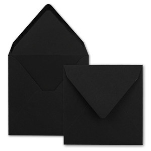 100x Quadratische Briefumschläge in Schwarz - 15,5 x 15,5 cm - ohne Fenster, mit Nassklebung - 110 g/m² - Für Einladungskarten zu Hochzeit, Geburtstag und mehr - Serie FarbenFroh