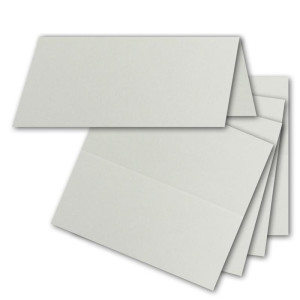 100x Tischkarten in  Hell-Grau - 4,5 x 10 cm - 240 g/m² - blanko Doppel-karten mit stabilem Stand - ideal als Platzkärtchen und Namenskärtchen