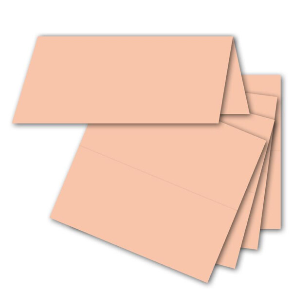 100x Tischkarten in Aprikose (Orange) - 4,5 x 10 cm - blanko - Doppel-Karten - als Platzkarten und Namenskarten für Hochzeit und Feste