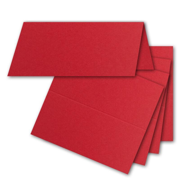 100x Tischkarten in Rosenrot (Rot) - 4,5 x 10 cm - blanko - Doppel-Karten - als Platzkarten und Namenskarten für Hochzeit und Feste