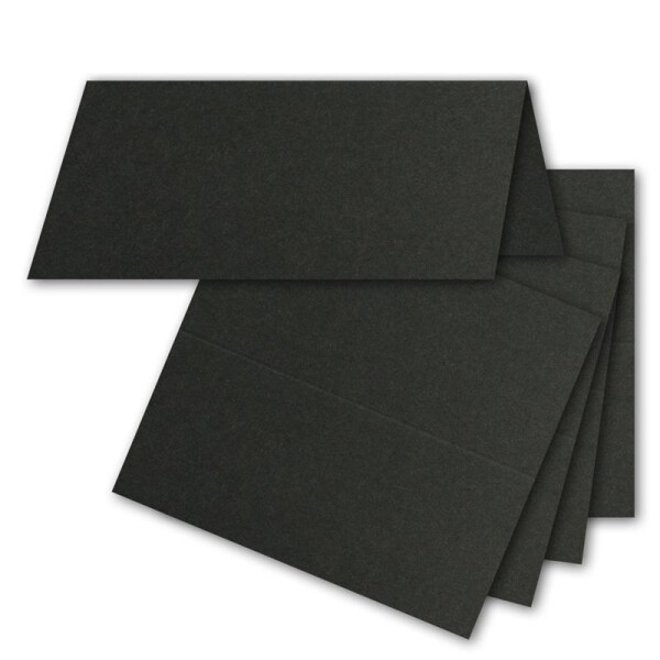 100x Tischkarten in  Schwarz - 4,5 x 10 cm - 240 g/m² - blanko Doppel-karten mit stabilem Stand - ideal als Platzkärtchen und Namenskärtchen