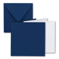 50x Quadratisches Falt-Karten Set - 15 x 15 cm - mit Brief-Umschlägen & Einlegeblättern - Dunkelblau - FarbenFroh by GUSTAV NEUSER