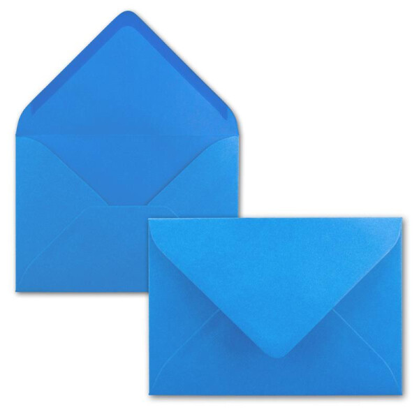100x Briefumschläge B6 - 17,5 x 12,5 cm - Azurblau - Nassklebung mit spitzer Klappe - 120 g/m² - Für Hochzeit, Gruß-Karten, Einladungen