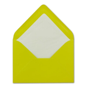 50 Briefumschläge in Limette mit weißem Innenfutter - Kuverts in DIN B6 Format  - 12,5 x 17,6 cm - Seidenfutter - Nassklebung