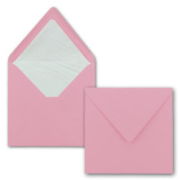 100x Briefumschläge Quadratisch 16 x 16 cm in Rosa- Umschläge mit weißem Seidenfutter - Kuverts ohne Fenster & mit Nassklebung - Für Einladungskarten zu Hochzeit und Geburtstag