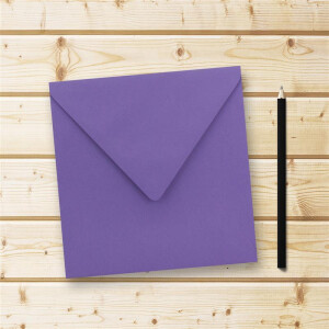 50x Quadratische Briefumschläge in Violett - 15,5 x 15,5 cm - ohne Fenster, mit Nassklebung - 110 g/m² - Für Einladungskarten zu Hochzeit, Geburtstag und mehr - Serie FarbenFroh