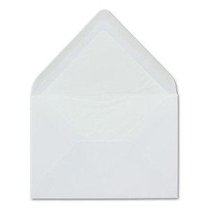 100 Briefumschläge in Weiss mit weißem Innenfutter - Kuverts in DIN B6 Format  - 12,5 x 17,6 cm - Seidenfutter - Nassklebung