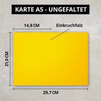 DIN A5 Faltkarten - Gelb / Honiggelb - 50 Stück - Einla