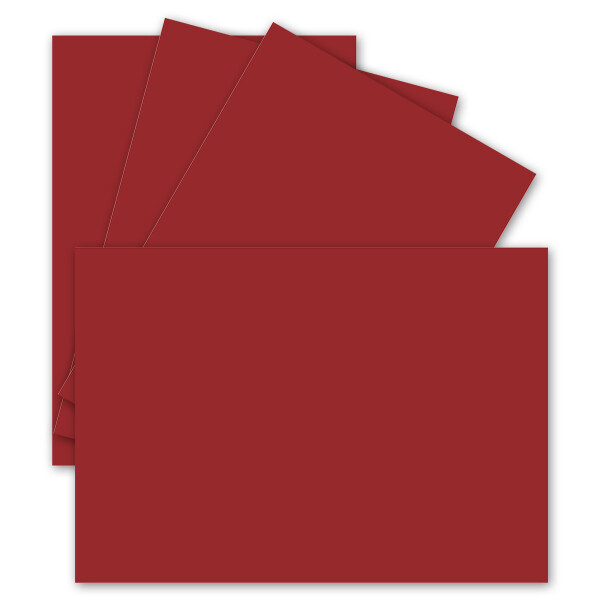 25 Einzel-Karten DIN A6 - 10,5 x 14,8 cm - 240 g/m² - Dunkel-Rot - Tonkarton - Bastelpapier - Bastelkarton- Bastel-karten - blanko Postkarten