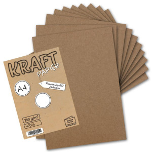 100x Vintage Kraftpapier - DIN A4 21 x 29,7 cm - 210 x 297 mm - 250gr natur-braunes Recycling-Papier, ökologisch Bastel-Karton Einzel-Karte - UmWelt by GUSTAV NEUSER