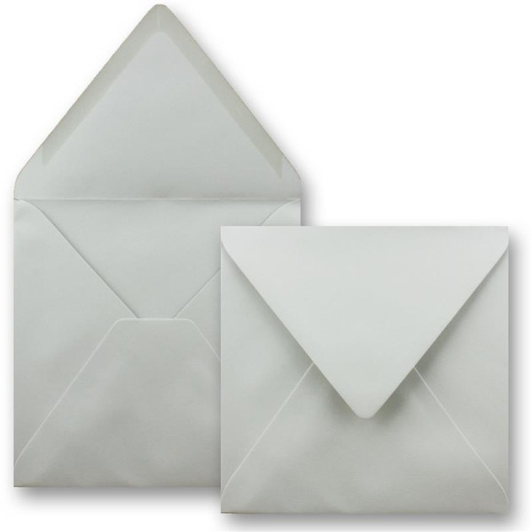 25x Quadratische Briefumschläge in Hellgrau (Grau) - 15,5 x 15,5 cm - ohne Fenster, mit Nassklebung - 110 g/m² - Für Einladungskarten zu Hochzeit, Geburtstag und mehr - Serie FarbenFroh