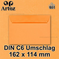 ARTOZ 25x Briefumschläge DIN C6 Mango (Orange) - 16,2 x 11,4 cm - haftklebend - gerippte Kuverts ohne Fenster - Serie Artoz 1001