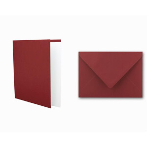 Einladungskarten inklusive Briefumschläge & Einlegeblätter - 25er-Set - Blanko Klapp-Karten in Dunkel-Rot - bedruckbare Post-Karten in DIN B6 Format - speziell zum Selbstgestalten & Kreieren